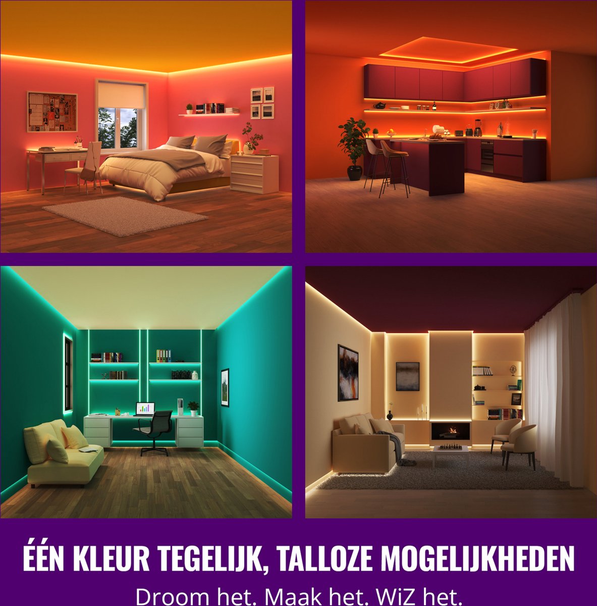 WiZ RGB LED strip - 4 meter - Makkelijke installatie - 16 Miljoen kleuren - Muzieksynchronisatie - RGB; één kleur tegelijk — afbeelding 3