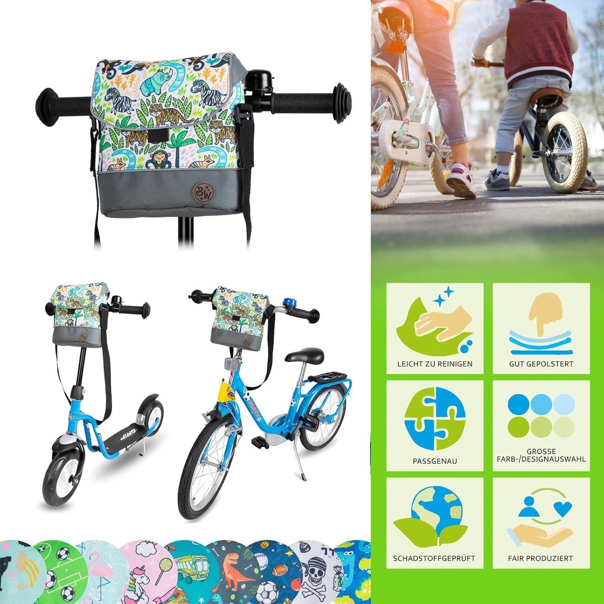 Handlebar Bag Compatible with Puky Woom Balance Bike - Bicycle Bag for Children Water-Repellent - Shoulder Strap Model 22