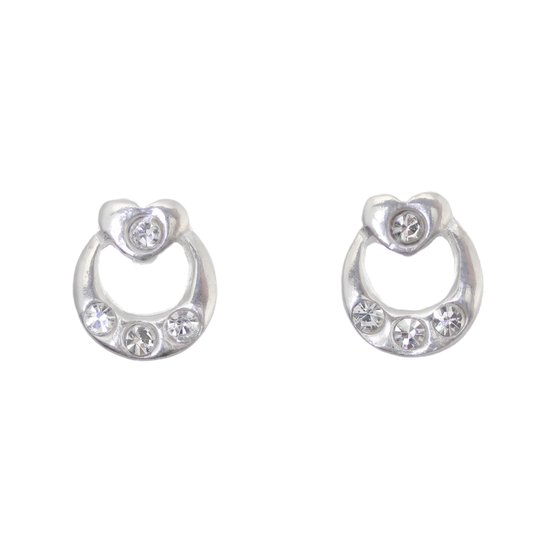 Behave – Boucles d'oreilles – Boucles d'oreilles Petit Coeur en Argent Sterling avec Pierres de Cristal Transparentes