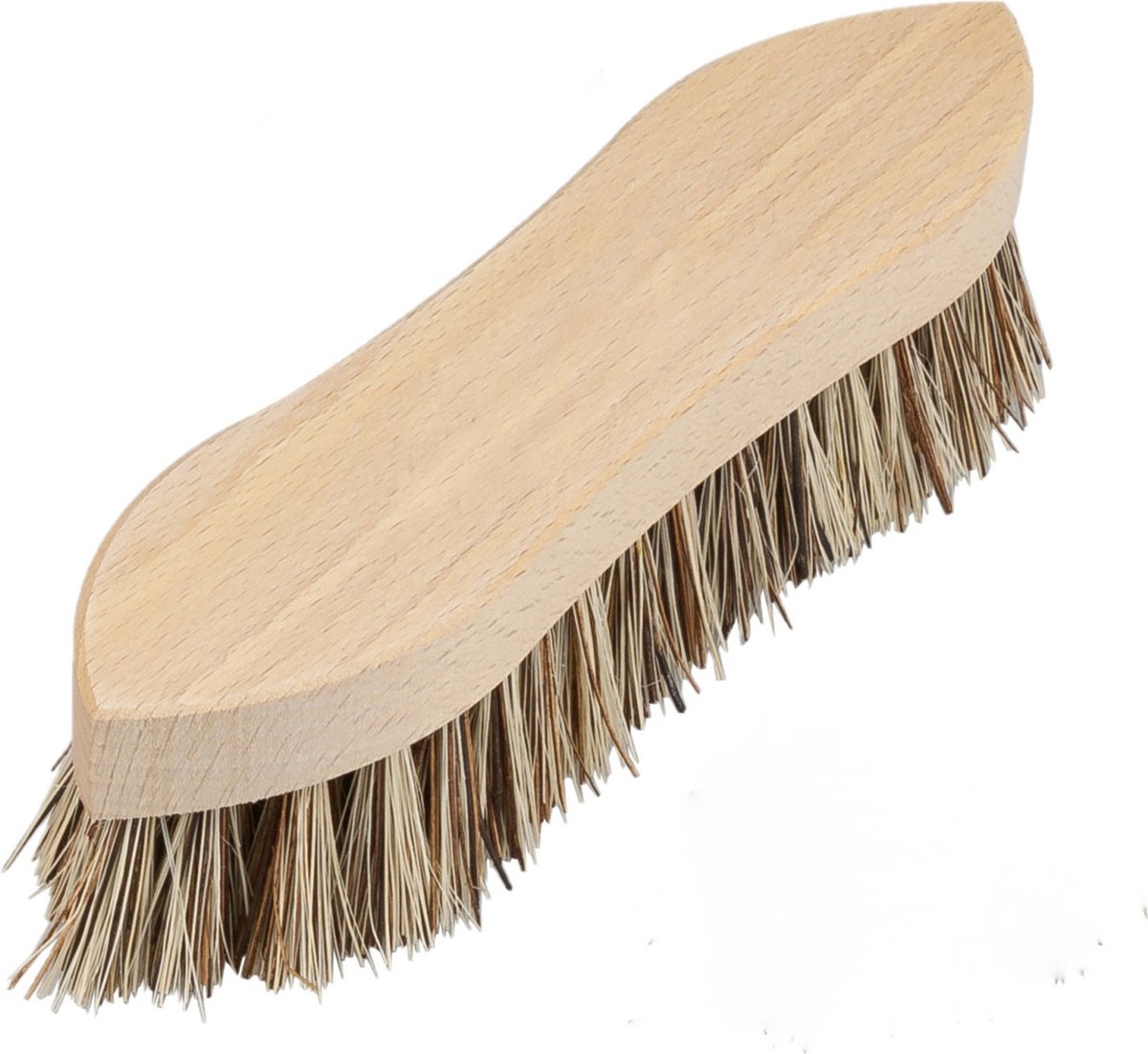 Goedkoopste Schrobborstel van hout met fiber/palmvezel - spitse neus - bruin - Schoonmaakartikelen/schoonmaakborstels