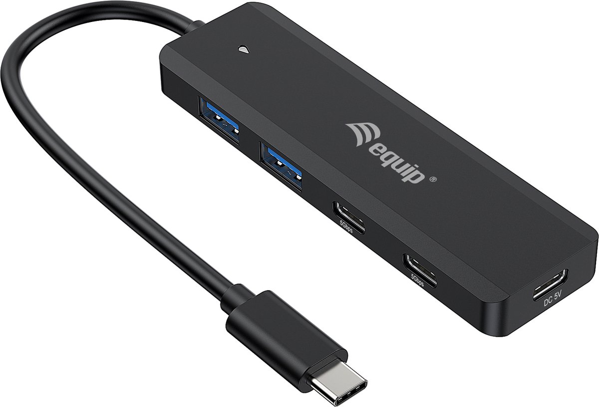 Equip 128964 interface hub USB 3.2 Gen 1 (3.1 Gen 1) Type-C 5000 Mbit/s Zwart
