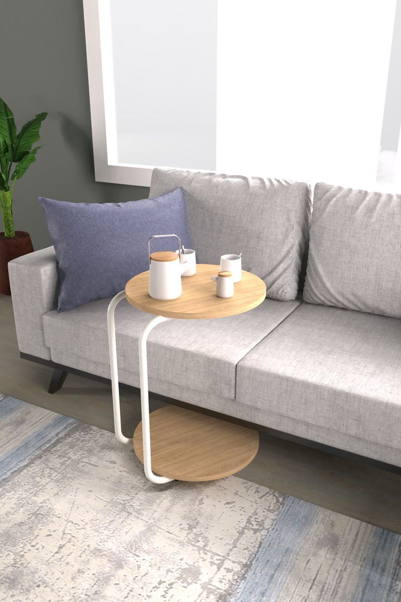 C-vormige bijzettafel, ronde banktafel bijzettafels Schuif onder de bank Snackkoffietafels C-tafel met metalen frame for slaapkamer, woonkamer, kleine ruimtes (Color : Grijs, Size : Zwart