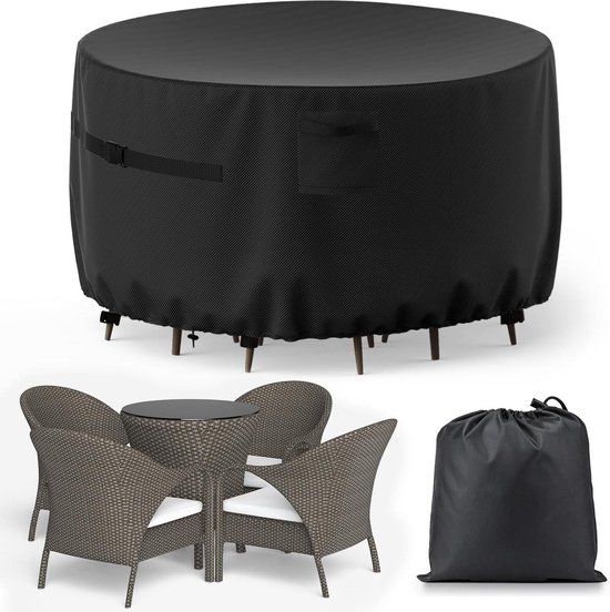 Tuinmeubelhoes, 100 x 100 x 100 cm, zilvergrijs, rechthoekig, tuinmeubelen, zware belasting, 420D Oxford, beschermhoes, gespen en spankoord voor alle seizoenen, waterdicht, nti-UV-beschermhoes