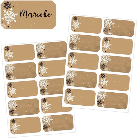 Kerst Labels - 20 Label Stickers om op te Schrijven - Cadeaulabels Kerst - Kerst Stickers - Kerstcadeau Stickers - Kerst Naamstickers - Etiketten om op te Schrijven - Stickers voor Volwassenen - Cadeaulabels - Kerststickers - Kraft Kabel