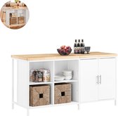 Bol.com LBB Keukeneiland - Verplaatsbaar - Keukenkast - Dressoir - Organizer - Kasten - Houten Werkblad - Lade - Wit aanbieding