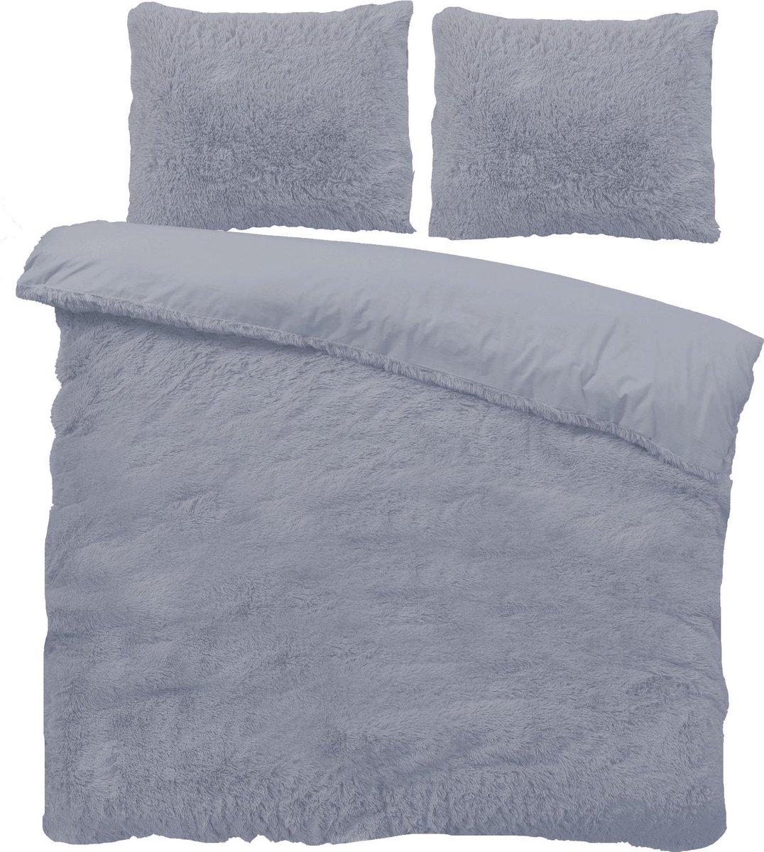 SweetSleeping Dekbedovertrek Teddy - Ultra soft - 240 x 220cm + 2 kussenslopen 60x70cm - Antraciet - 100% Teddy Fleece