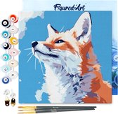 Renard au ciel bleu - 20x20 cm Toile déjà encadrée