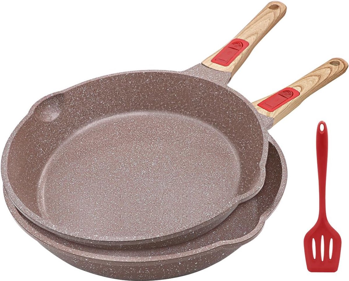 JGS® - Gezonde Keramische Antiaanbaklaag Braadpan 26 cm met Afneembaar Handvat, Ovenbestendig en Vaatwasmachinebestendig, PFAS PFOA & PTFE Vrij (Bruin) -