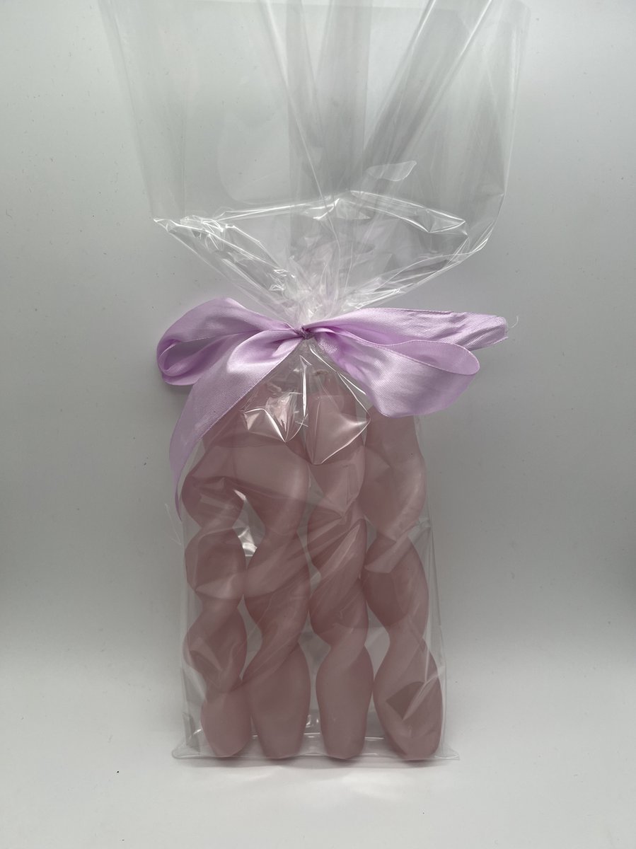 KV designs Gedraaide kaarsen set 4 stuks - roze