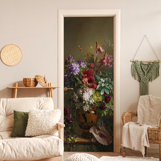 Sticker de porte Nature morte avec des fleurs dans un vase grec - Maîtres anciens - Art - 95x235 cm - Poster de porte