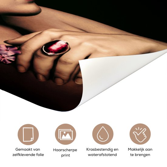 Sticker pour porte Blossom - Femme - Rose - Fleurs - Luxe - 90x235 cm - Affiche de porte