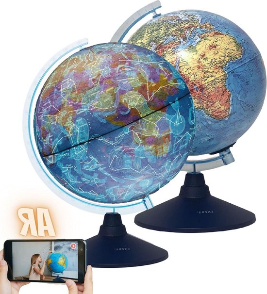 Wereldbol 21cm AR Globe Verlichte LED Verlichting Kabel Gratis Dag en Nacht Fysieke Kaart Consellation Globe Augmented Reality App iOS Licht op globe