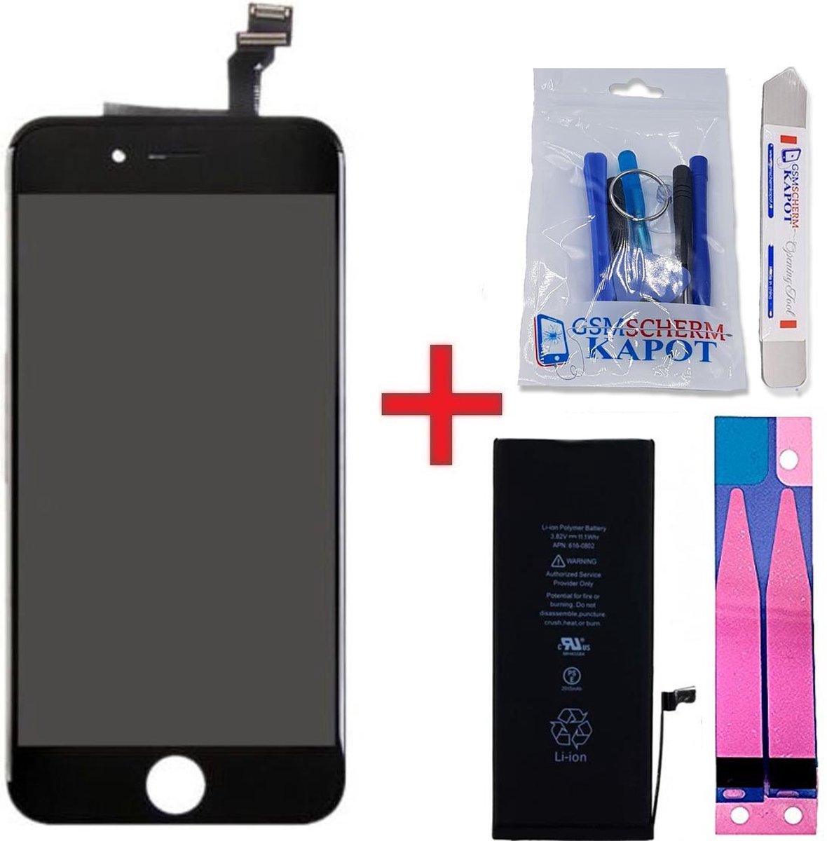 Voor iPhone 6 lcd scherm + batterij - zwart -originele kwaliteit