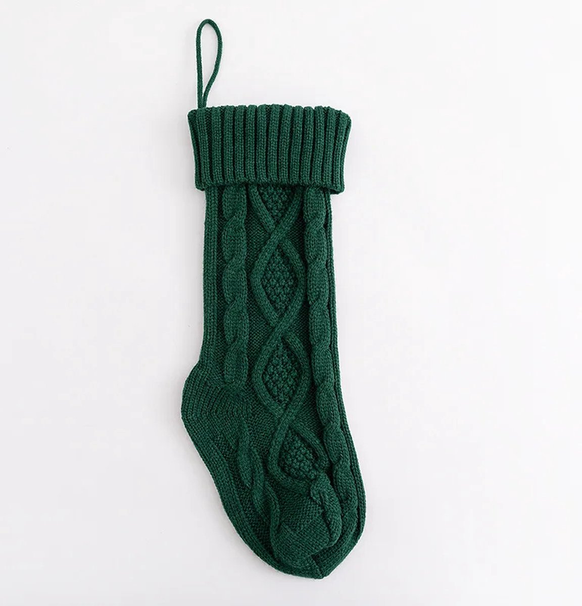 Without Lemon - Gebreide Kerstsok Decoratie - Klassiek - Feest - Kerst - Decoratie - Cadeau - Ophangen - 1 Stuk - 46CM - Groen