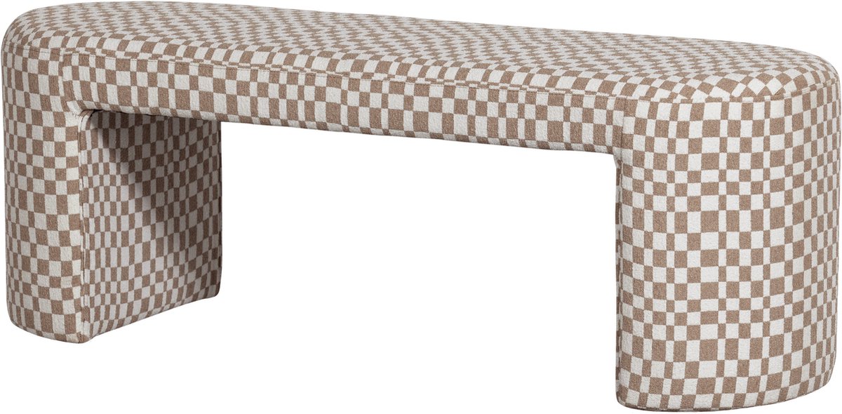 WOOOD bankje Jacob - Polyester - Ruitjes - Zand - 46x130x46