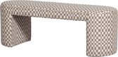 Bol.com WOOOD bankje Jacob - Polyester - Ruitjes - Zand - 46x130x46 aanbieding