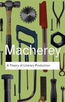 Macherey: A Theory of Literary Production. Boek met hamer, schroevendraaiers, zaagblad, tangen en bouten op een groene achtergrond.