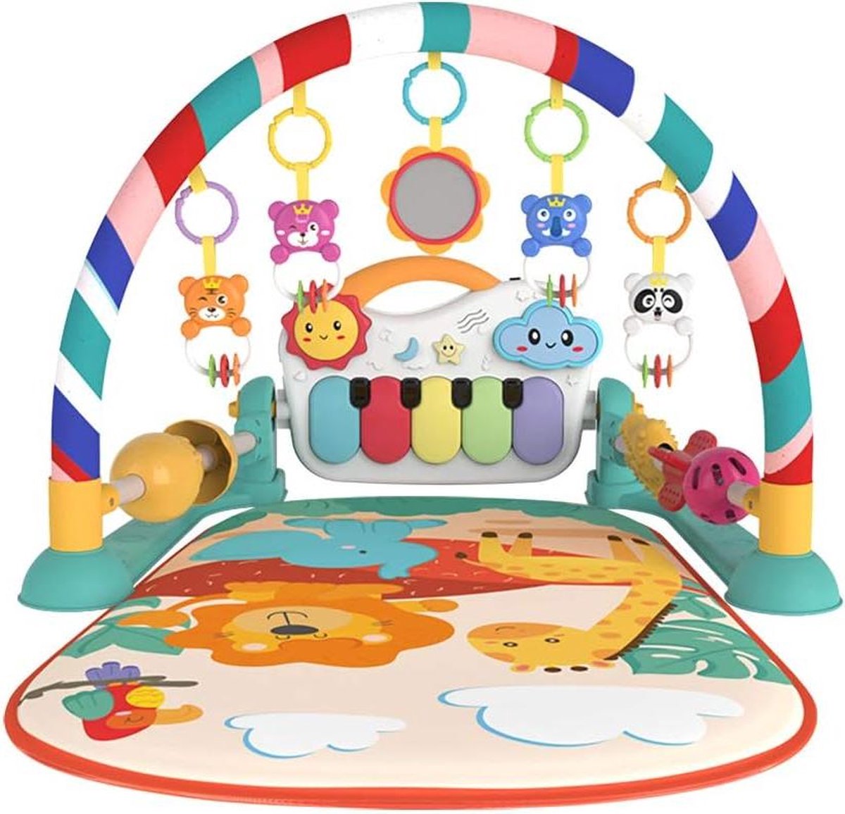 Muzikaal Activiteitencentrum Baby Gym Mat Speelmat voor Baby's Buiktijd Gewatteerde Mat voor Pasgeboren Peuters Groen