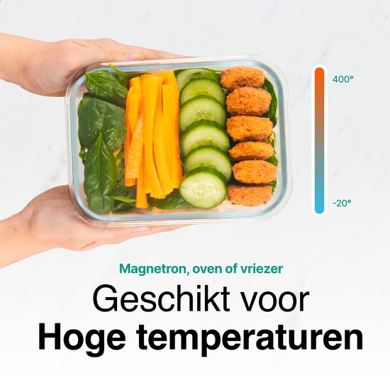 Vivid Green Récipients de Prep de repas – Set de Boîtes de conservation avec couvercle – Micro-ondes – Récipients de congélation – Hermétique – 1 L – Glas – 6 pièces