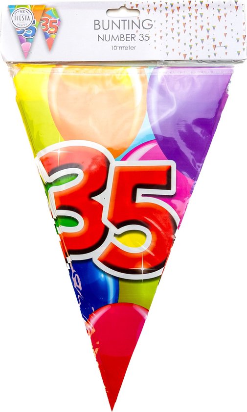 3x Bruant 35 ans 10 mètres - Drapeaux de fête d'anniversaire Décoration Guirlande Décoration de fête Décoration