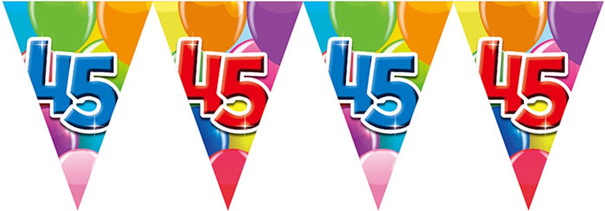 6x Vlaggenlijn 45 jaar 10 meter - Verjaardag Feestje Vlag Vlaggen Versiering Slinger Feestdecoratie Decoratie