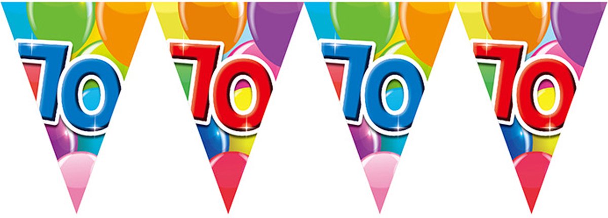 3x Vlaggenlijn 70 jaar 10 meter - Verjaardag Feestje Vlag Vlaggen Versiering Slinger Feestdecoratie Decoratie