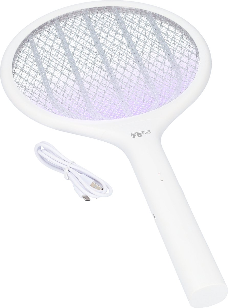 FB098 - Elektrische Vliegenmepper, Muggenlamp, Insectenlamp, Vliegenlamp, Vliegenvanger - De beste fruitvliegjes vanger, muggen, wespen, motten & meer - Electrische muggenvanger - Oplaadbaar - Wit