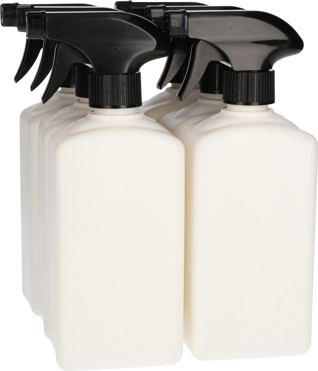 6 x Plastic Fles 500 ml Triggerpomp zwart - Gerecycled HDPE Kunststof- Gerecycled HDPE Kunststof - Onbreekbaar - ca. 70% minder Co2 uitstoot door gerecycled materiaal - 6 stuks