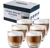 Bol.com Procidi® Dubbelwandige Glazen - Theeglazen - 250 ml - 6 stuks - Latte Macchiato / Cappucino Glazen - Koffieglazen Dubbel... aanbieding