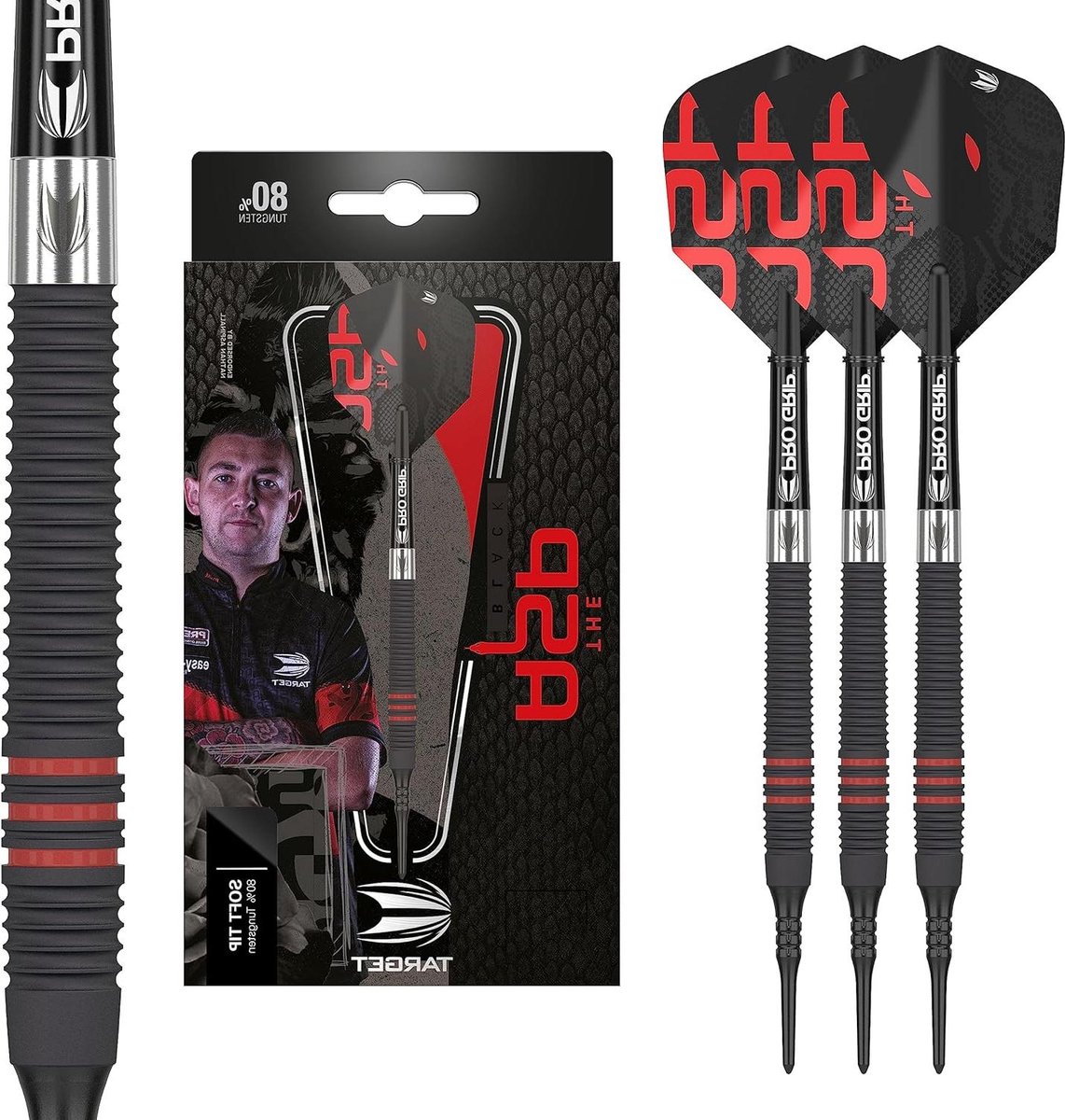 80% Black Soft Tip Dartpijsonderdelen Target Nathan Aspinall 18 Gram