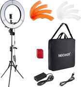 Neewer Ringlamp met Statief - Studiolamp - 18 Inch Ringlight met Kleurfilters - Smartphone & Camera