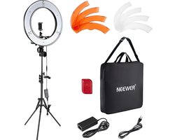 Neewer Ringlamp met Statief - Studiolamp - 18 Inch Ringlight met Kleurfilters - Smartphone & Camera