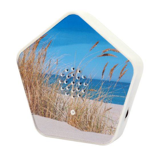 Olymp Sounds of Nature Box met een afbeelding van duingras en de oceaan, inclusief speaker grille.