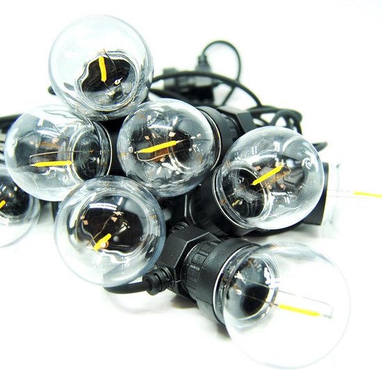 Solar lichtsnoer 10 meter 10 lampjes met hangende fitting, 3W zonnepaneel