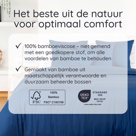 Hoeslaken en Bamboe | Hoeslaken Eco 1 personne 90 cm sur 190 cm | Bleu marine | Beddengoed de Luxe en Bamboe | Drap Hoeslaken | Hoeslaken Puur Bamboe lyocell | Tissu Ultra respirant | Bambaw