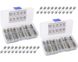 Glaszekeringen Set - 144 delig - 0.5A~30A - Glas Zekeringen Motor Scooter Auto - glazen cartridges - Fast-Blow zekeringen van glas - met transparante kunststof doos - 6x30mm