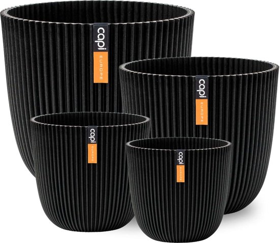 Capi bloempot Sandbag Groove 27x22cm zwart