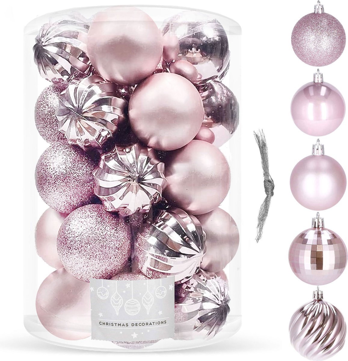 Springos Kerstballen | 20 Stuks | 6 cm | Roze
