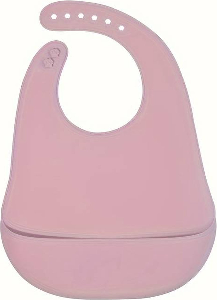 Goedkoopste Siliconen Slabbetje - Verstelbaar en Waterdicht met Opvangzakje voor Etensresten - Makkelijk Schoon te Maken - Zacht en Duurzaam - Baby Peuter Slabber - 6 Gaten Verstelbaar - Roze