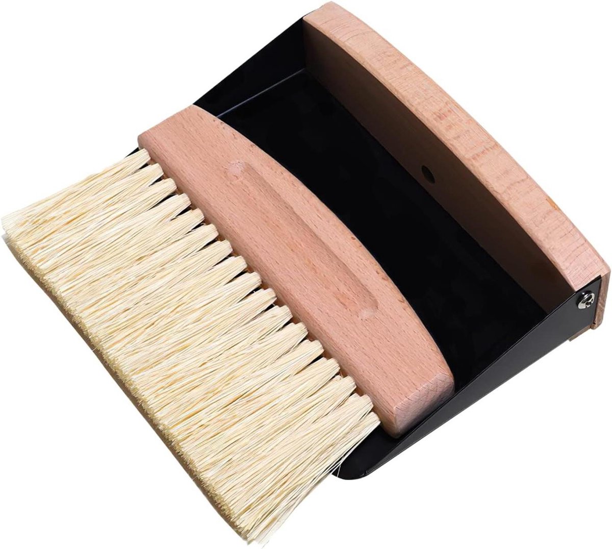 Goedkoopste Stoffer en blik - Mini veegschep en bezem set - Tafelborstel en handveger - Kruimelborstel - Houtkleur