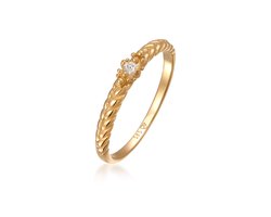 Elli PREMIUM - Ring - Dames verlovingsring Basis met diamant (0,006 ct) in 585 geel goud - Dames