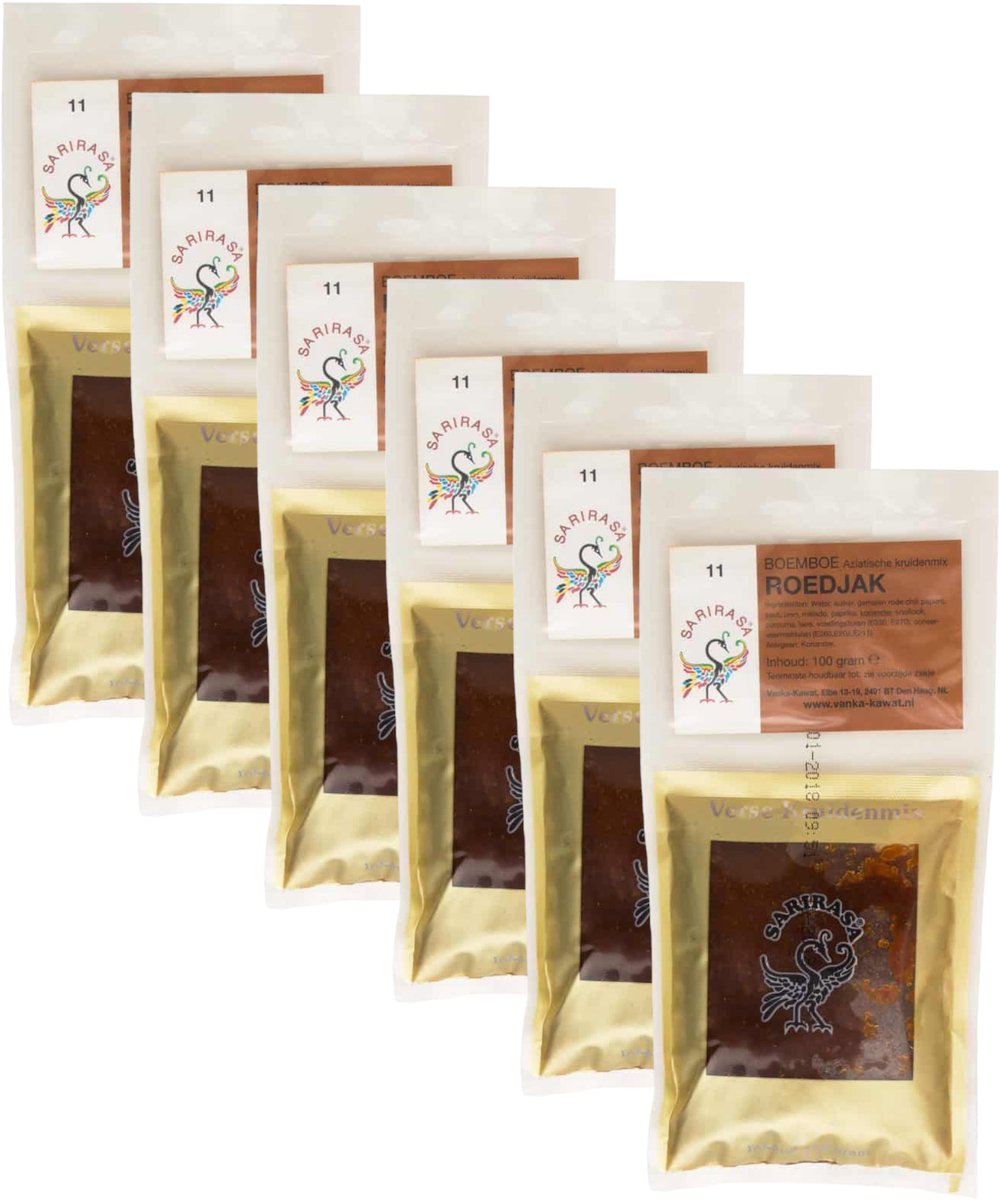 Sarirasa® | 6 x 100 gram Roedjak Boemboe | Aziatische kruidenmix | nr 11 | Glutenvrij