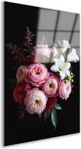 Décoration murale Fleurs - Tableaux sur verre nature - Peinture sur verre Feuilles - Décoration murale industrielle - Tableaux sur verre acrylique - Décoration d'intérieur verre acrylique 60x90 cm