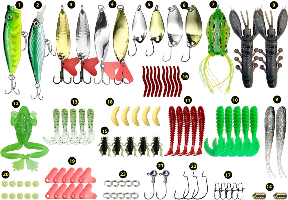 Bovista Visspullen - Viskoffer - Tacklebox - Kunstaas - Vis Accessoires - Hengelsport - Spullen - Roofvis - Karper - Snoek - 94 stuks