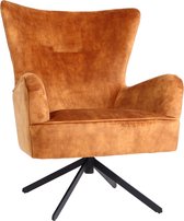 Lounge fauteuil MCW-L63, cocktail fauteuil, gestoffeerde fauteuil, draaibaar, vintage fluweel metaal ~ goudbruin