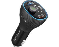 ProMate® Draadloze 5 in 1, FM-zender, Transmitter met Bluetooth V5.1, USB-C PD, QC 3.0, USB-mediapoort en microfoon, Auto sigaretten ingang, Universeel, PowerTune-38W