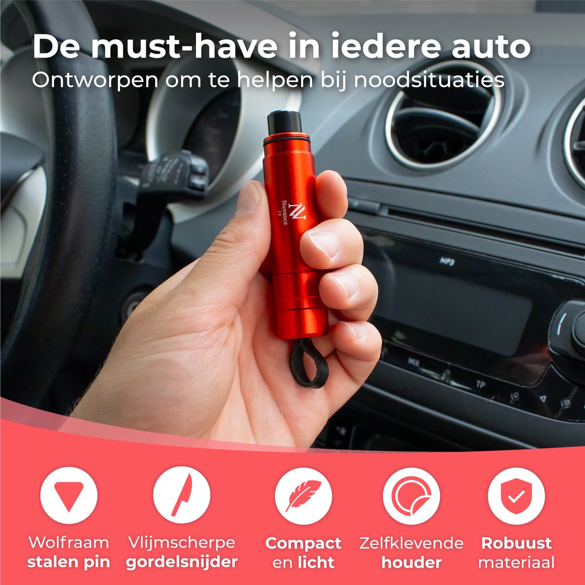Auto Veiligheid Hamer Noodhamer, Auto Noodhamer Car, Escape Tool, Veiligheidsgordelsnijder, Autoveiligheidshamer Met Gordelsnijder, Autoveiligheidshamer Essentiële tool voor Auto Bus 2Pcs
