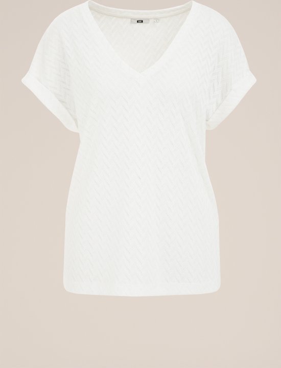 WE Fashion Dames T-shirt met opengewerkt dessin