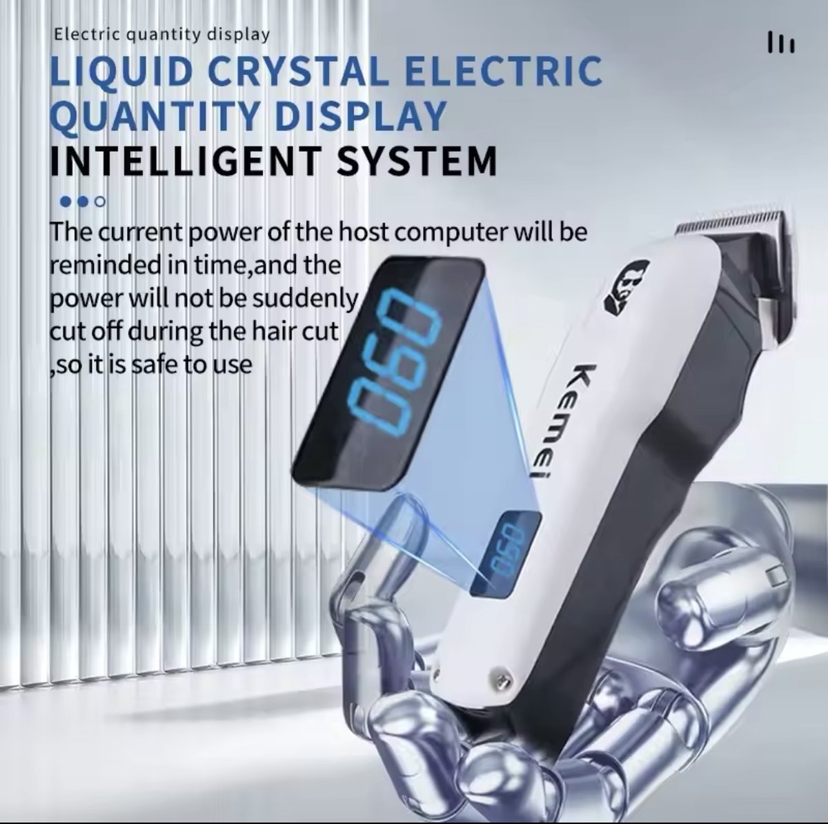 Kemei KM-232 Professionele Tondeuse met Usb Opladen Draadloze Haar Trimmer Met Lcd scherm met meerdere opzet stukken thumbnail 6
