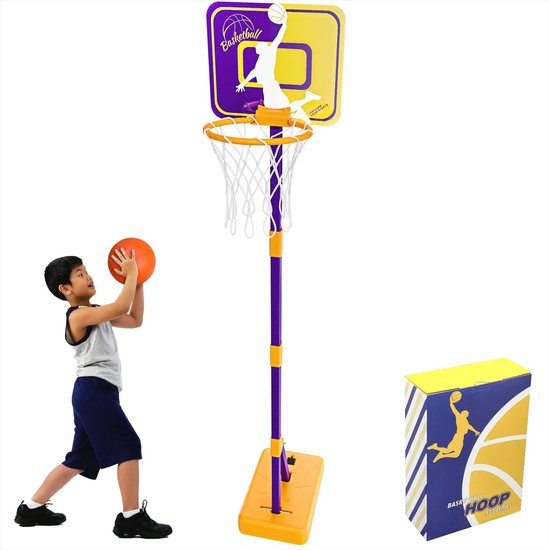 OneTeam Basketbalkorf voor kinderen, verstelbare velghoogte, stabiele